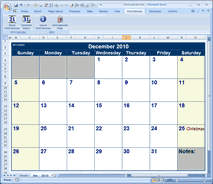 Click for free printable Excel Calendar spreadsheets