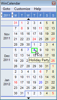 Sample Desktop Calendar